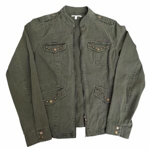 2000s maurice’s army green studded moto jacket